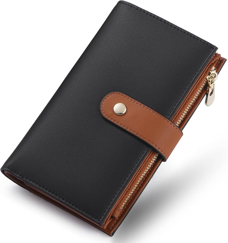 yiijay Wallet Women RFID Blocking Multi Cards Wallet Credit Card Holder for Women Large Capacity Lady Leather Trifold Travel Wallet with Pen Holder - Image 1